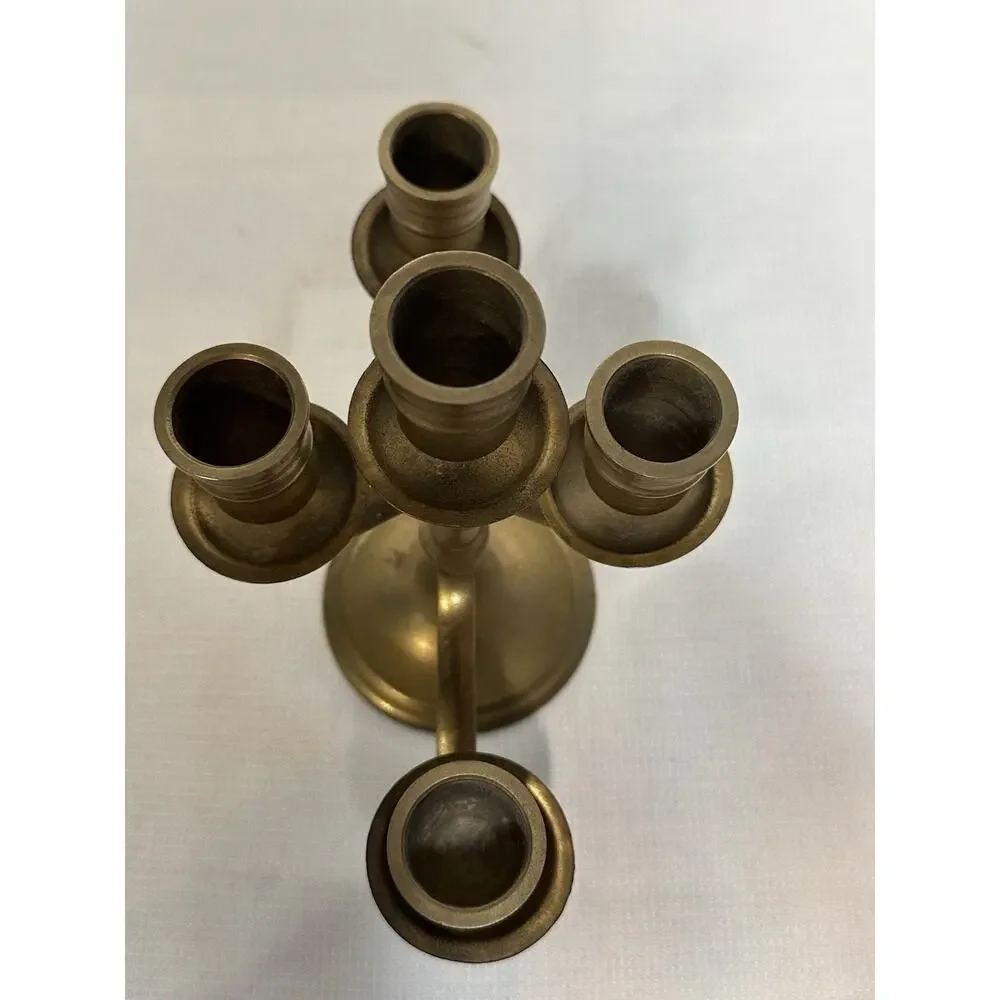 Solid Brass Candle Holder 5 Arm Vintage